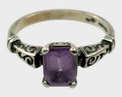 Fine Sterling Silver Amethyst Ring Size 5.25
