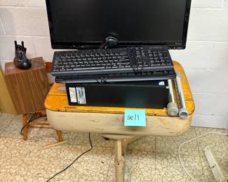 . . . vintage school desk and computer components