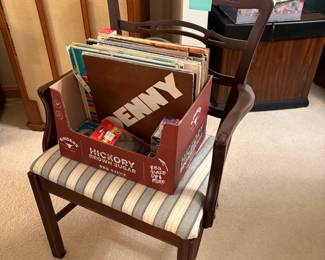 . . . a few vintage record albums and accent chair