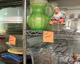 . . . green glass pitcher