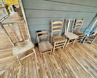 Lot 113- POR: Six Rustic Chairs

