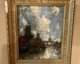 Lot 020-OFF: Windmill Still-Life Oil Painting