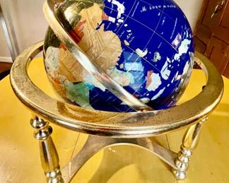 Lot 026-OFF: Inlaid Gemstone Globe