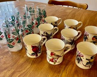 Lot 033-K: Lenox Mugs & Christmas Glasses