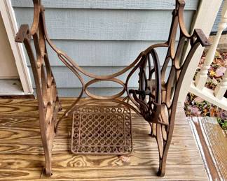 Lot 114- POR: Antique Iron Sewing Machine Base Treadle