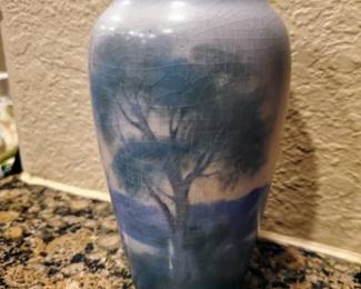 Frederick Rothenbusch for Rookwood Pottery Scenic Vellum vase, shape number 943e, 1920, Art Deco. Crazing evident.