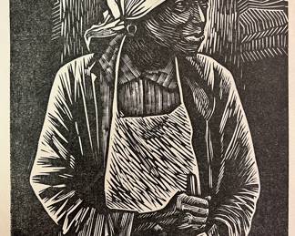 Elizabeth Catlett, Survivor, Signed Linoleum Cut, 1983 