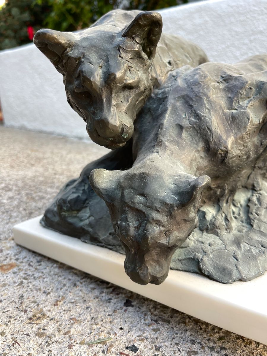 Kenneth Bunn large Bronze sculpture 3/7 2 cougars 