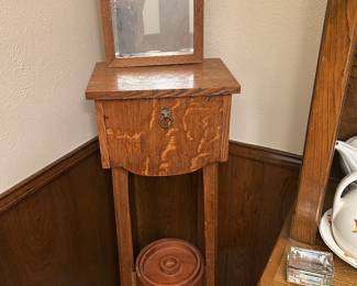 Tiger Oak antique shaving stand