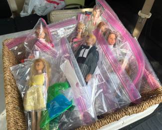 1960's thru 1980's Barbie, Kens and Skipper and one Midge