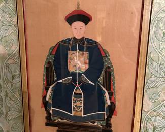 Pair of vintage Asian framed art