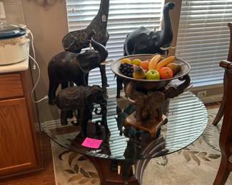 Elephant base, glass, coffee table with elephant animal Set and large giraffe