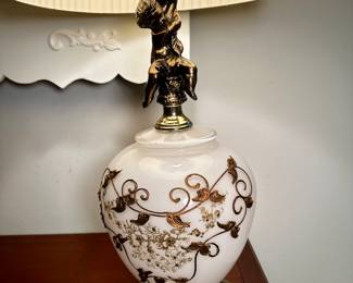 Hollywood Regency Lamp with Bronze Cherub
