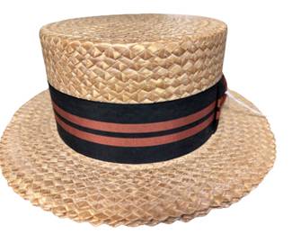 1960s Adofo II Pirouettes New York Paris Straw Boater Hat High Quality
