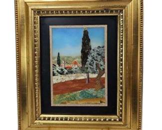 7x8" Italian Pietra Dura Inlaid Marble Mosaic Tile Wall Art Framed 11.5x10"