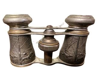 Antique Chevalier Paris Opera Glasses Mens Hunting Dogs Buck Deer Design