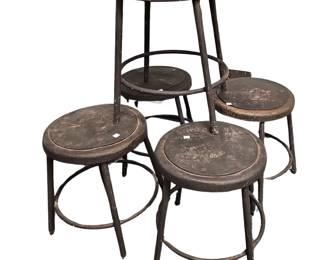 5 Vintage School Art Room Stools 18" Tall 14" Seat Tubular Metal & Composite
