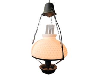 Hobnail Milk Glass Black Cast Metal Kitchen Dining Pull Down Adjustable Height Ceiling Light