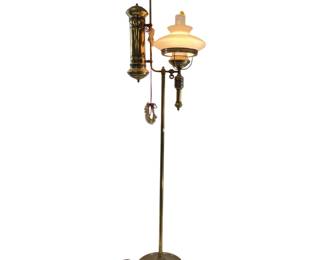 5Ft Vintage Brass Floor Lamp Victorian Electrified Kerosene Style