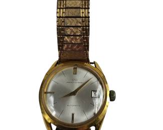Vintage Jaquet Girard Brevet Mens Compressor Wristwatch Watch Automatic Gold Band Date Second Hand