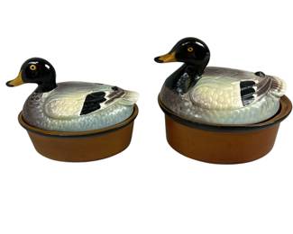 Vintage Secla Sigma Ducks On Nest Crock Portugal Mallards Tureen