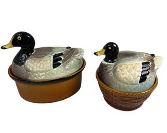 Vintage Secla Sigma Ducks On Nest Crock Portugal Mallards Tureen