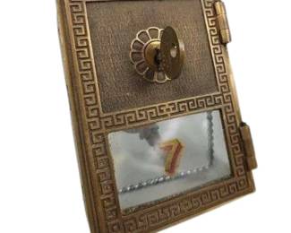 Antique YALE Post Office Box Door Brass With Keys Glass Window #7 
