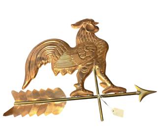 22x24" Copper Rooster Weather Vane Topper 2-Sided Hollow with Arrow