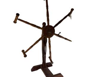 Antique Wooden Yarn Winder Wood Cut Gear