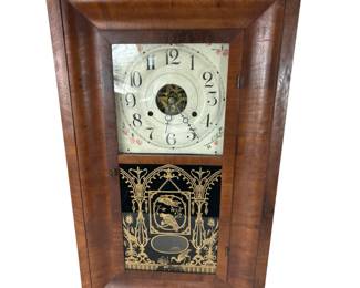 Antique Clock New haven 1850-1900 Weighted Pendulum Glass Front Regulator Pulley