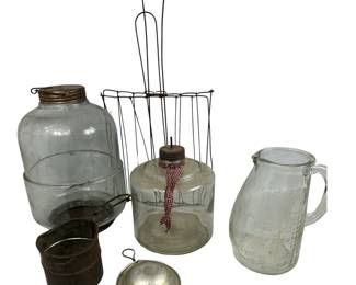 Utility Glass Jars Illinois Kerosene Drip Measuring Hoosier Cabinet Swing Out & More