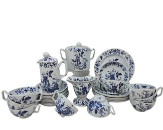 29 Pc Copeland SPODE Blue Bowpot Tea Set Cups Pitchers Sugar Caddy Set Plates Bowls Chocolate Pot