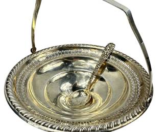 S Kirk & Son Sterling Repousse Jelly Spoon* Floral + La Pierre Weight Pierced Pedestal Compote