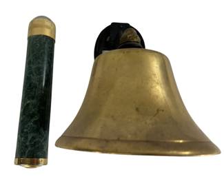 Brass Dinner Bell & Ornate Kaleidoscope Marble Look