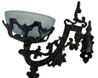 Antique Victorian Cast Iron Wall Bracket Lamp Holder with Dish