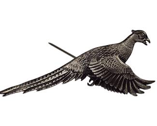 SID BELL Unmarked Silver Vintage Pheasant Bird Pin Brooch