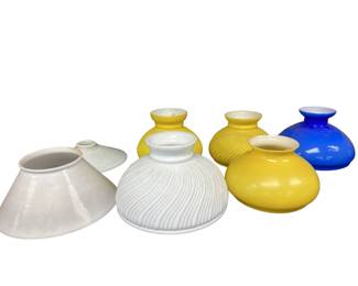 Glass Oil Lamp Shades White Yellow Blue Antique-Newer