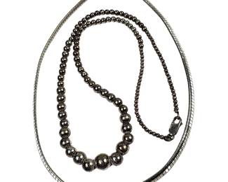 Flat Snake Chain 925 Sterling Silver ITALY & 20" Beaded 54 Grams