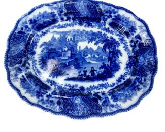 Platter Nonpareil Pattern Flow Blue Burgess Leigh Middleport Pottery