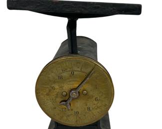 Brass Dial Engraved Merchant Shop Scale 20 Lbs Ceramic Tile Plate Patd 1898