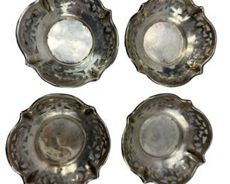 4 Antique Sterling Silver 3" Pierced Scalloped Nut Bowls Roden Bros?