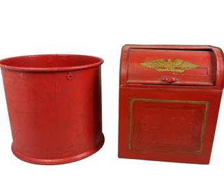 Vnitage Red Mailbox Bread Box & Heavy 100lbs Imprinted Canco Bucke