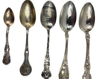 5 Sterling Silver Marked Spoons Souvenir Tea 1901 1898