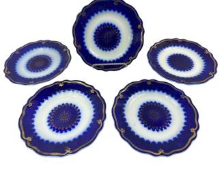 Bread Plates Antique 1906 WH Grindley Marquis Blue Flow Cobalt Gold Detail