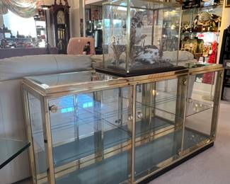 BRASS AND GLASS CONSOLE