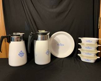 7 Piece Corning Blue White Ware Set