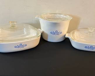 3 Vintage Blue Cornflower Corning Ware