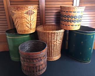 Six Decorative Vintage Household Waste Cans 