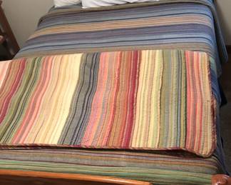 2 Striped Bedspreads Pillows 