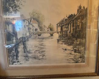 Pair of large hand colored etchings 